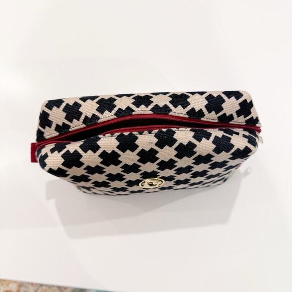 Spartina Cosmetic Makeup Bag 449 Accessory Canvas Multicolor Black Tan Carry On - Picture 2 of 12